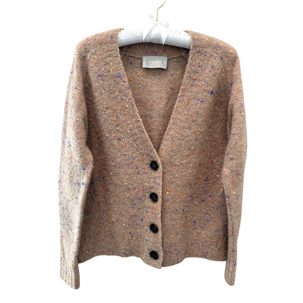 EVERLANE Tan Confetti Donegal Merino Wool Blend Oversized Cardigan Sweater XXS